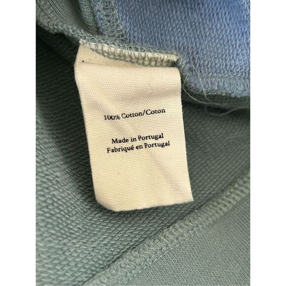 LoveShackFancy Women's 100% Cotton Distressed Hooded Sweater Blue Size XS - Picture 6 of 8